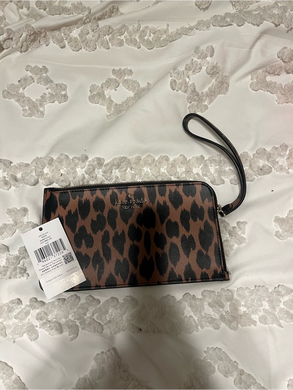 kate spade Brown and Black Leopard-Print Wristlet